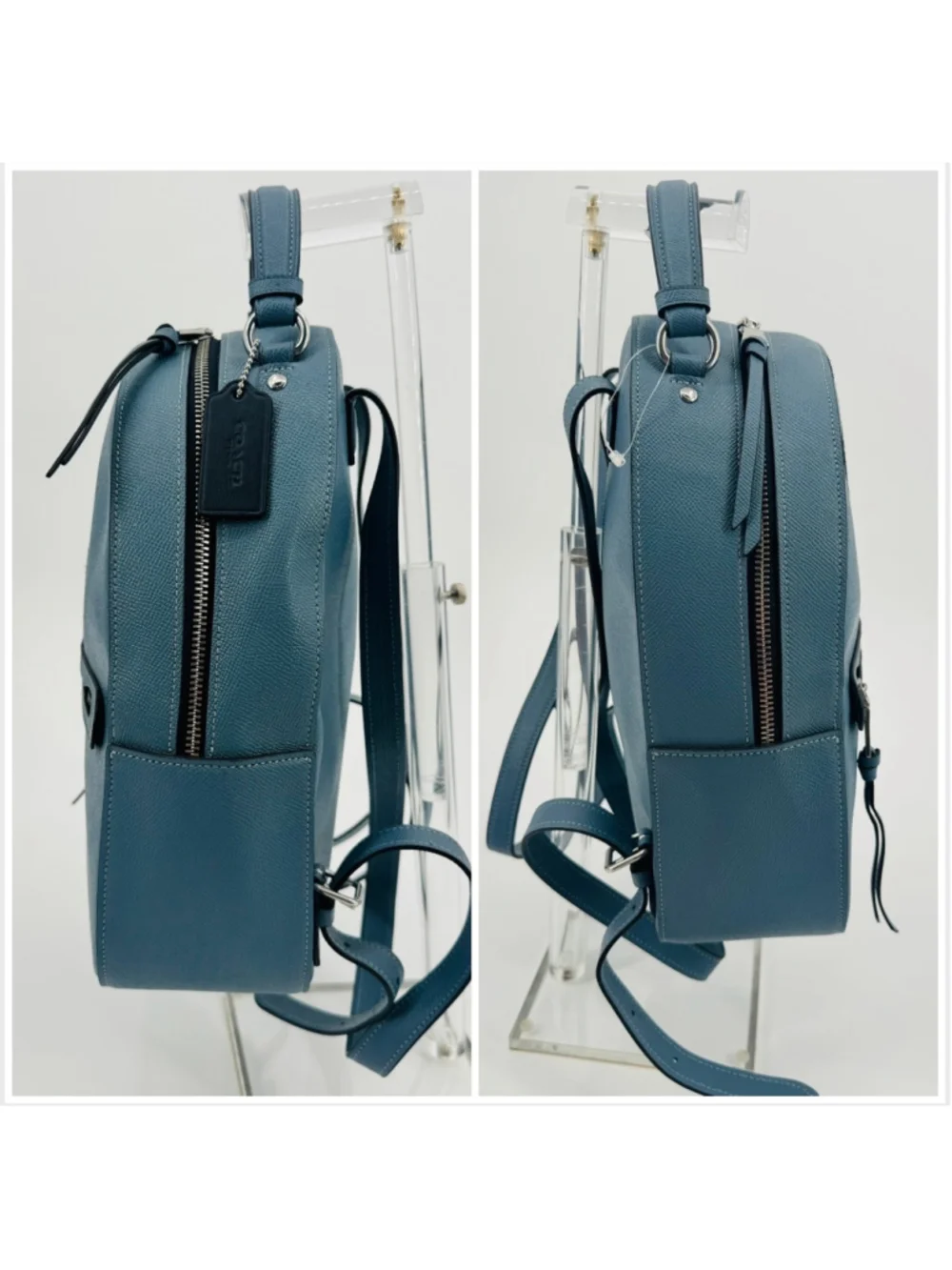 Coach CB872 Jordyn Backpack Crossgrain Leather Varsity Stripe Indigo